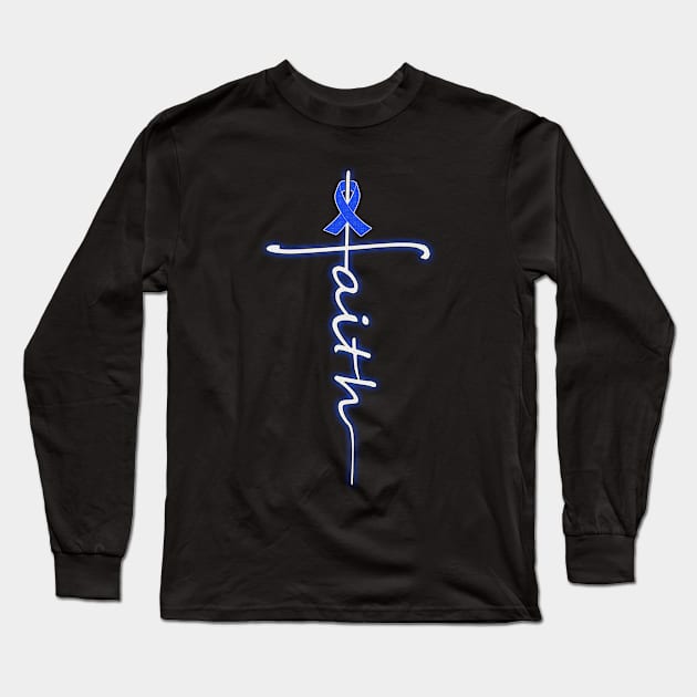 Faith Christian Chronic Fatigue Syndrome Awareness Blue Ribbon Warrior Long Sleeve T-Shirt by celsaclaudio506